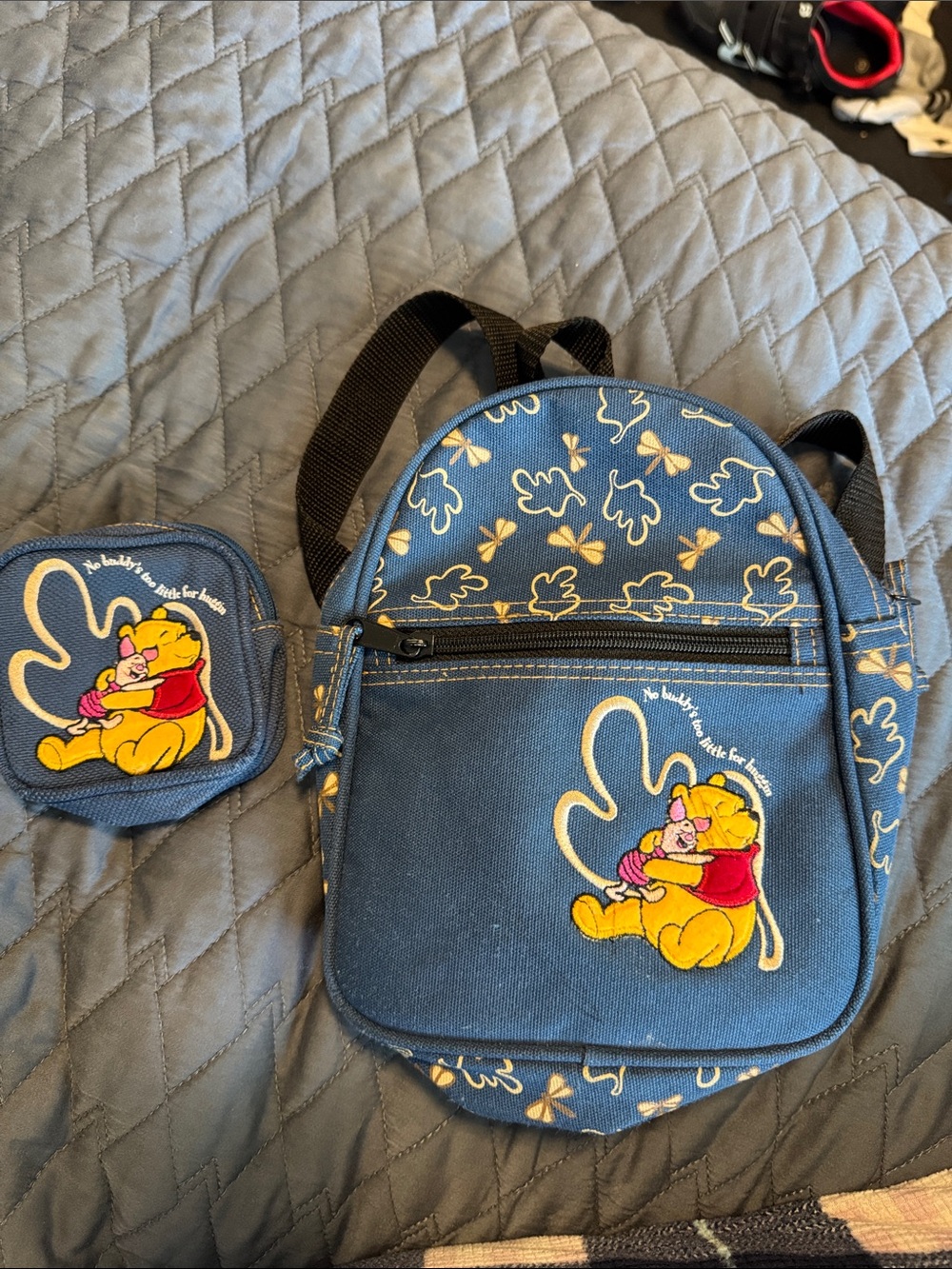 Disney Blue Winnie the Pooh Floral Mini Backpack with Coin Pouch